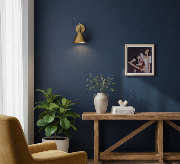 Mockup of In Your Arms, I Rest is an original romantic figurative painting capturing tenderness, emotional intimacy