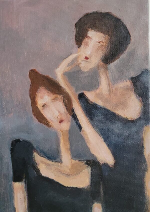 Listening Together is an original contemporary figurative painting
